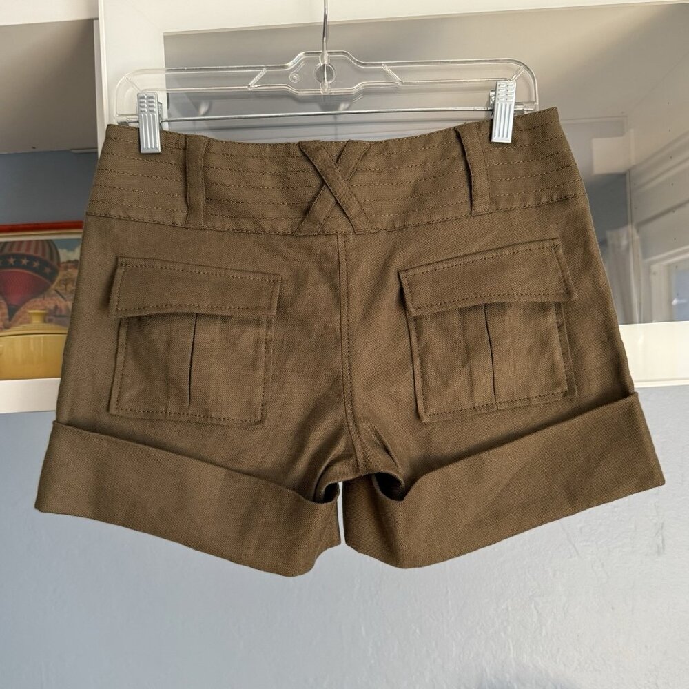 Diane Von Furstenberg Jonah Linen Blend Short Olive Size 4 - Picture 3 of 6